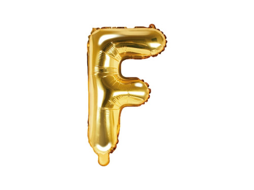 Foil balloon letter F - gold, 35 cm