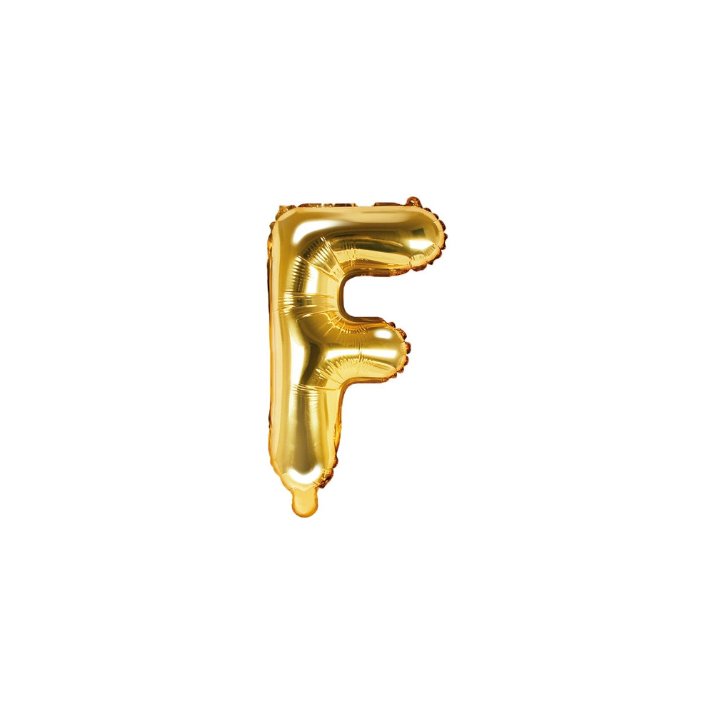 Foil balloon letter F - gold, 35 cm