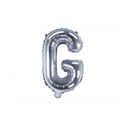 Foil balloon letter G - silver, 35 cm