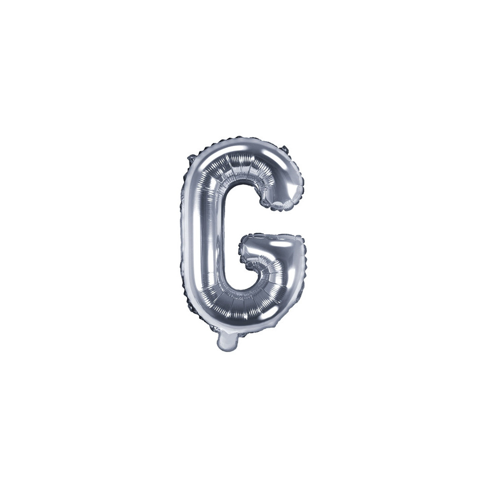 Balon foliowy litera G - srebrny, 35 cm