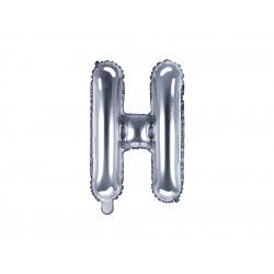 Foil balloon letter H - silver, 35 cm