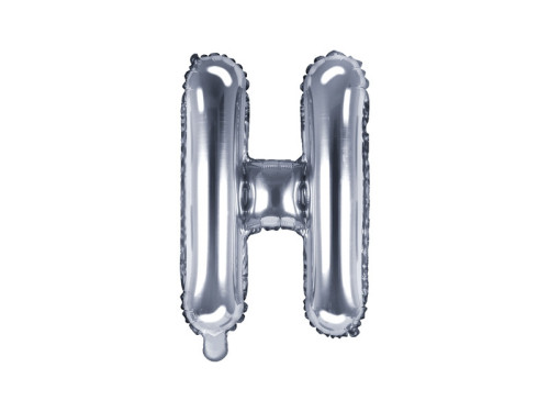 Foil balloon letter H - silver, 35 cm