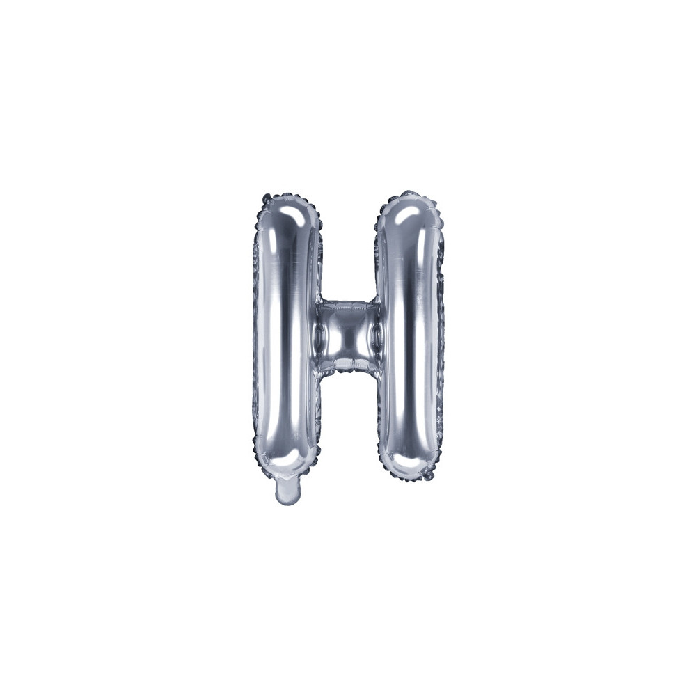 Foil balloon letter H - silver, 35 cm