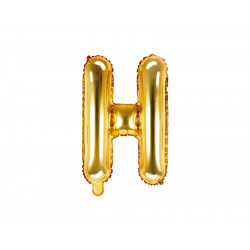 Foil balloon letter H - gold, 35 cm