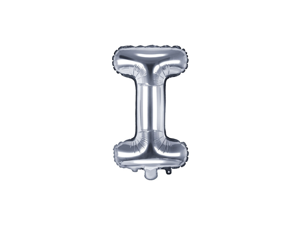 Foil balloon letter I - silver, 35 cm