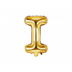 Foil balloon letter I - gold, 35 cm
