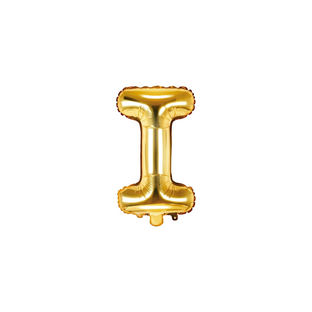 Foil balloon letter I - gold, 35 cm