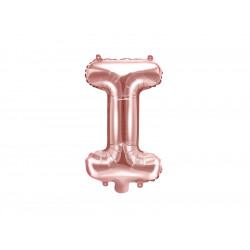 Balon foliowy litera I - różowe złoto, 35 cm