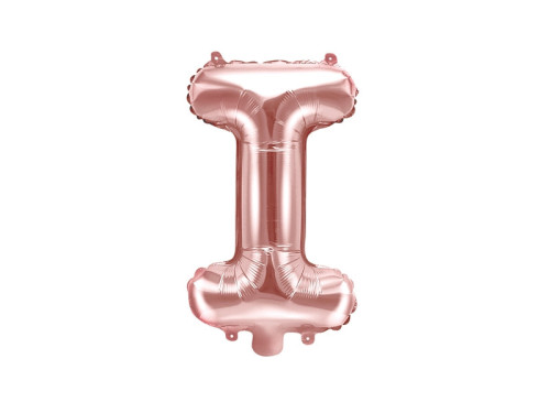 Foil balloon letter I - rose gold, 35 cm