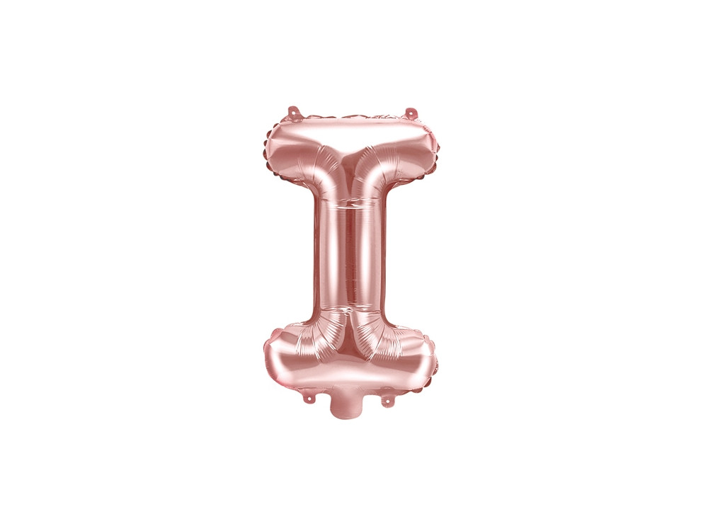 Foil balloon letter I - rose gold, 35 cm