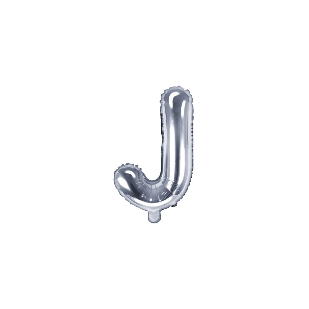Foil balloon letter J - silver, 35 cm