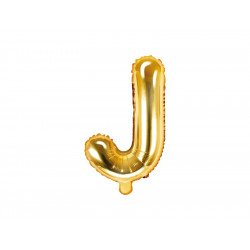 Foil balloon letter J - gold, 35 cm