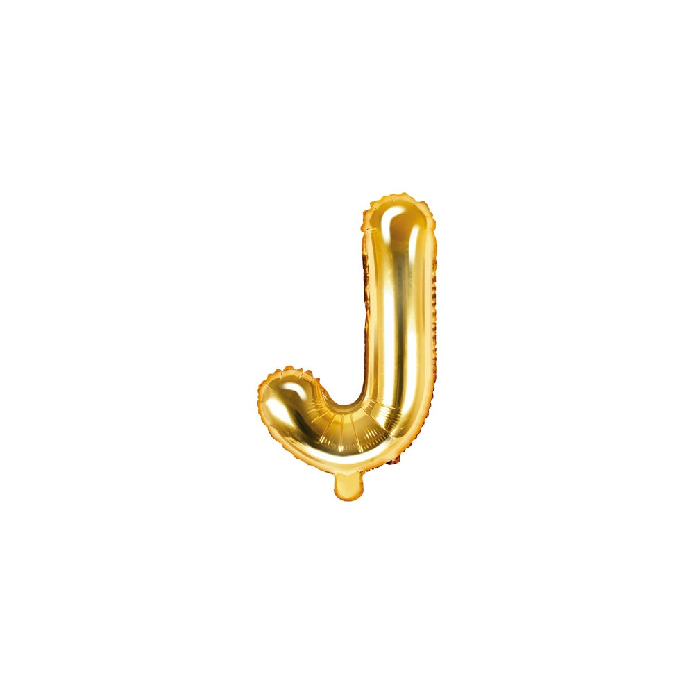 Foil balloon letter J - gold, 35 cm