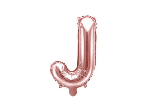 Foil balloon letter J - rose gold, 35 cm