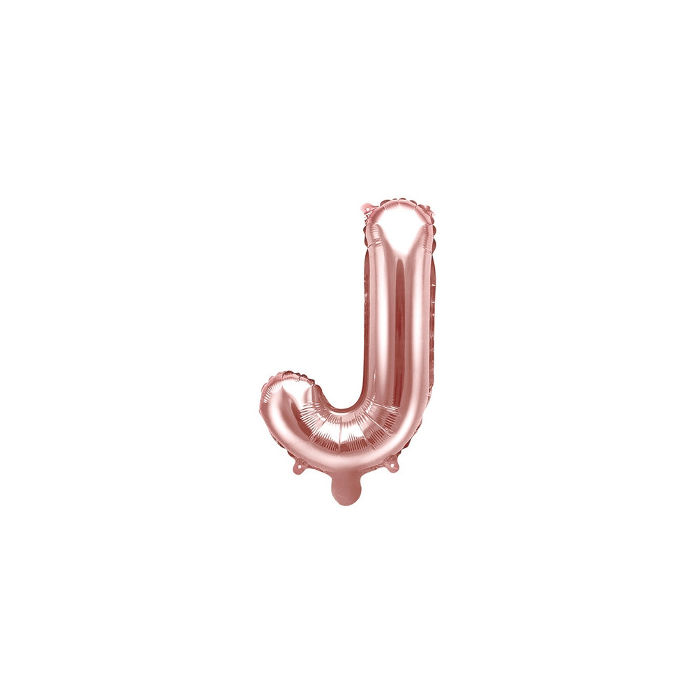 Foil balloon letter J - rose gold, 35 cm