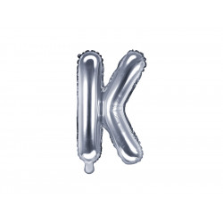 Foil balloon letter K - silver, 35 cm