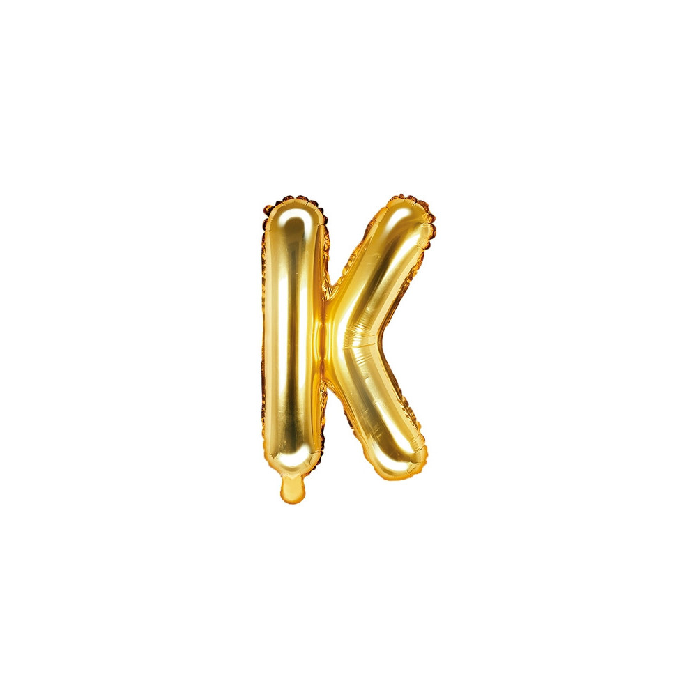 Balon foliowy litera K - złoty, 35 cm