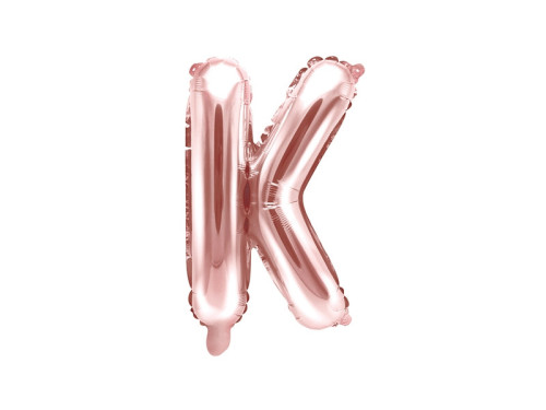 Foil balloon letter K - rose gold, 35 cm