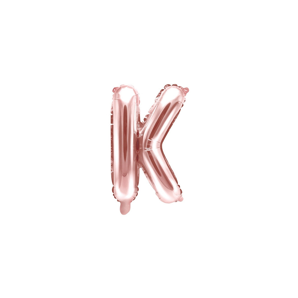 Balon foliowy litera K - różowe złoto, 35 cm