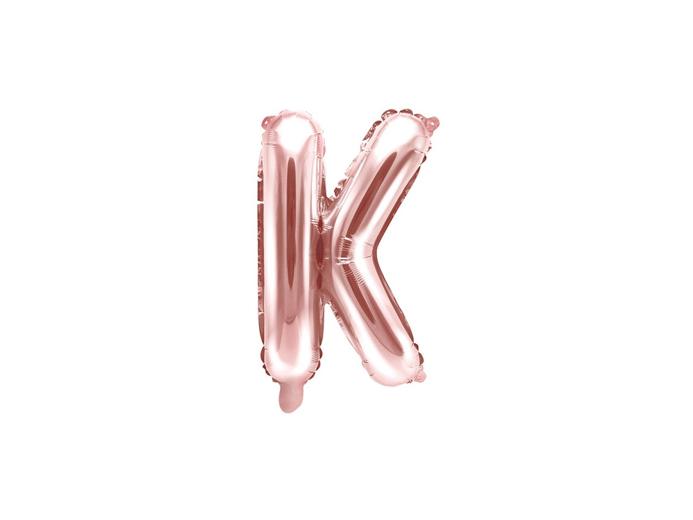 Foil balloon letter K - rose gold, 35 cm