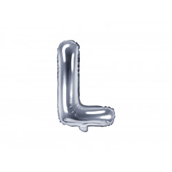 Balon foliowy litera L - srebrny, 35 cm