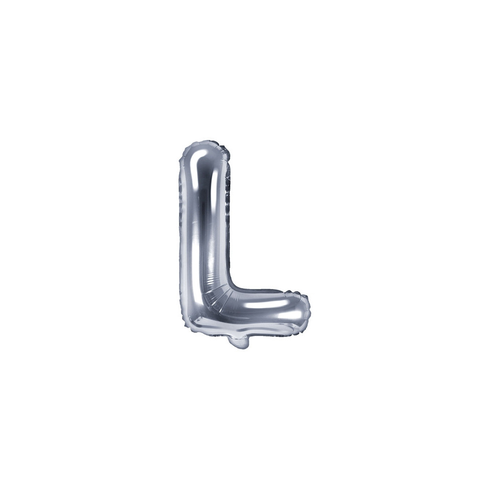 Balon foliowy litera L - srebrny, 35 cm