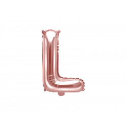 Balon foliowy litera L - różowe złoto, 35 cm