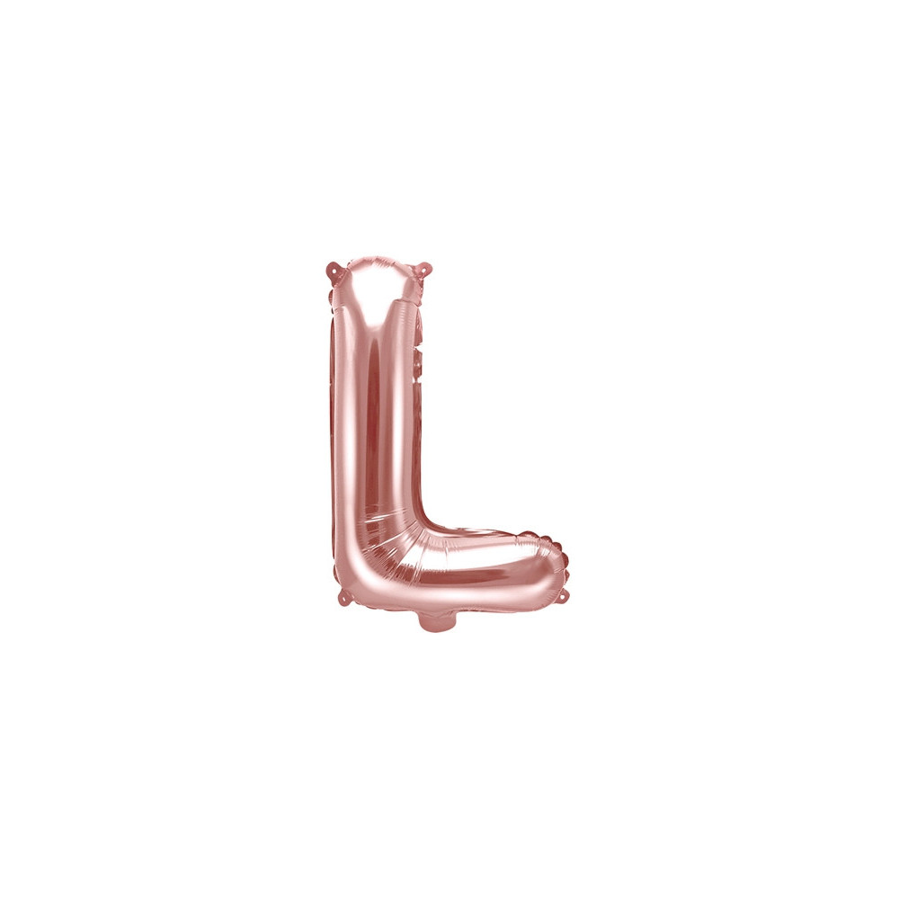 Balon foliowy litera L - różowe złoto, 35 cm