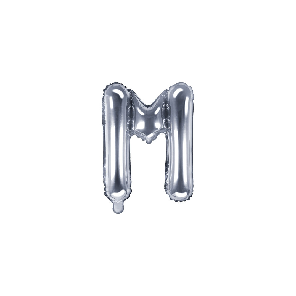 Balon foliowy litera M - srebrny, 35 cm