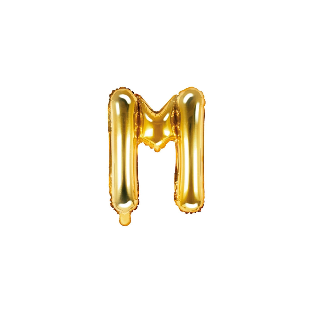 Balon foliowy litera M - złoty, 35 cm