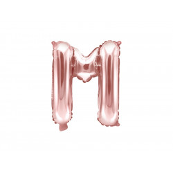 Balon foliowy litera M - różowe złoto, 35 cm