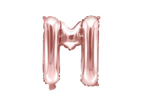 Foil balloon letter M - rose gold, 35 cm