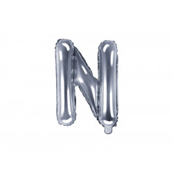 Foil balloon letter N -  silver, 35 cm