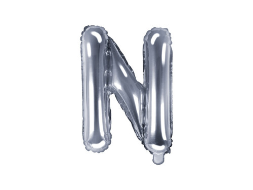 Foil balloon letter N -  silver, 35 cm