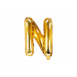 Foil balloon letter N - gold, 35 cm