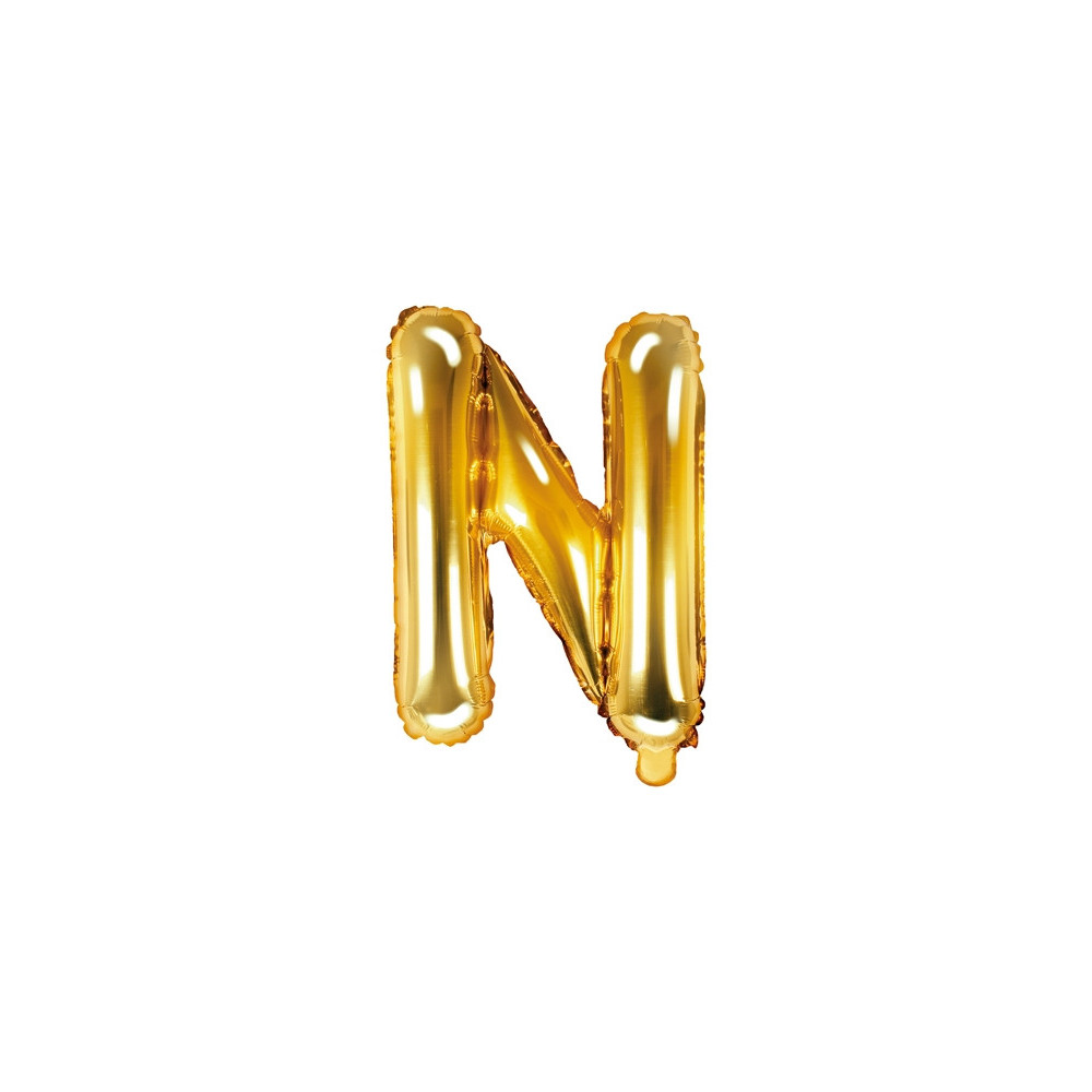 Balon foliowy litera N - złoty, 35 cm