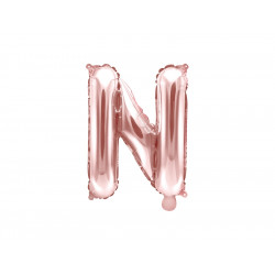 Balon foliowy litera N - różowe złoto, 35 cm