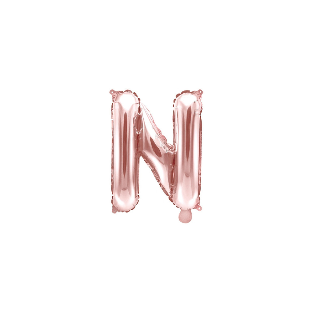 Balon foliowy litera N - różowe złoto, 35 cm