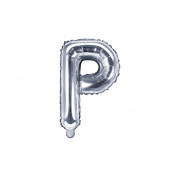 Foil balloon letter P - silver, 35 cm
