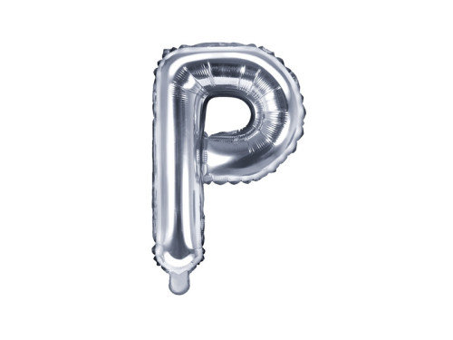 Foil balloon letter P - silver, 35 cm