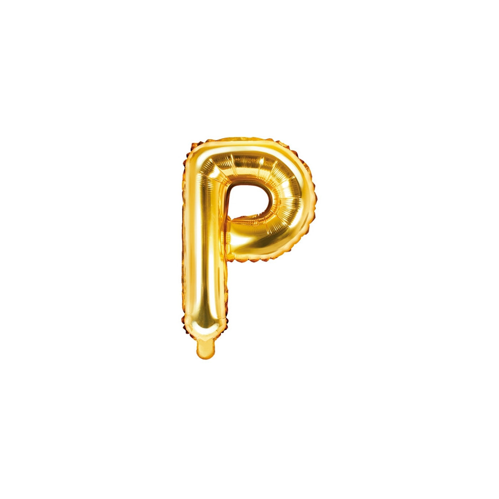 Foil balloon letter P - gold, 35 cm