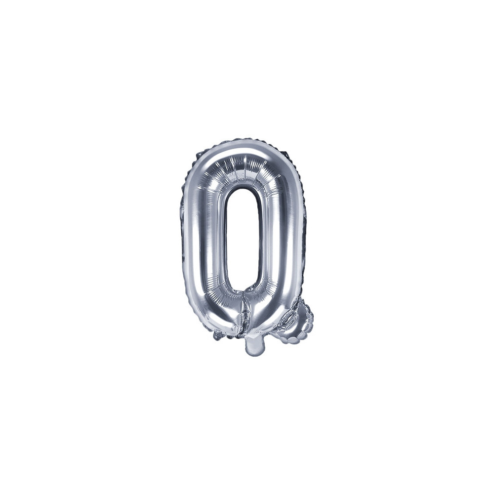 Balon foliowy litera Q - srebrny, 35 cm