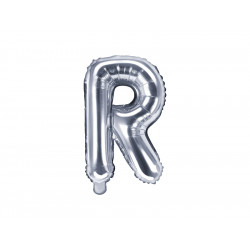 Foil balloon letter R - silver, 35 cm
