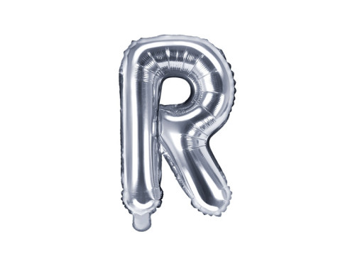Foil balloon letter R - silver, 35 cm