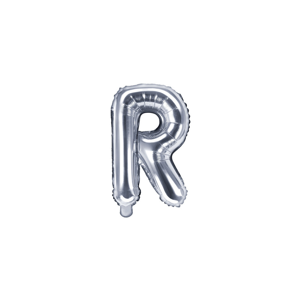 Balon foliowy litera R - srebrny, 35 cm