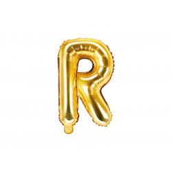 Foil balloon letter R - gold, 35 cm