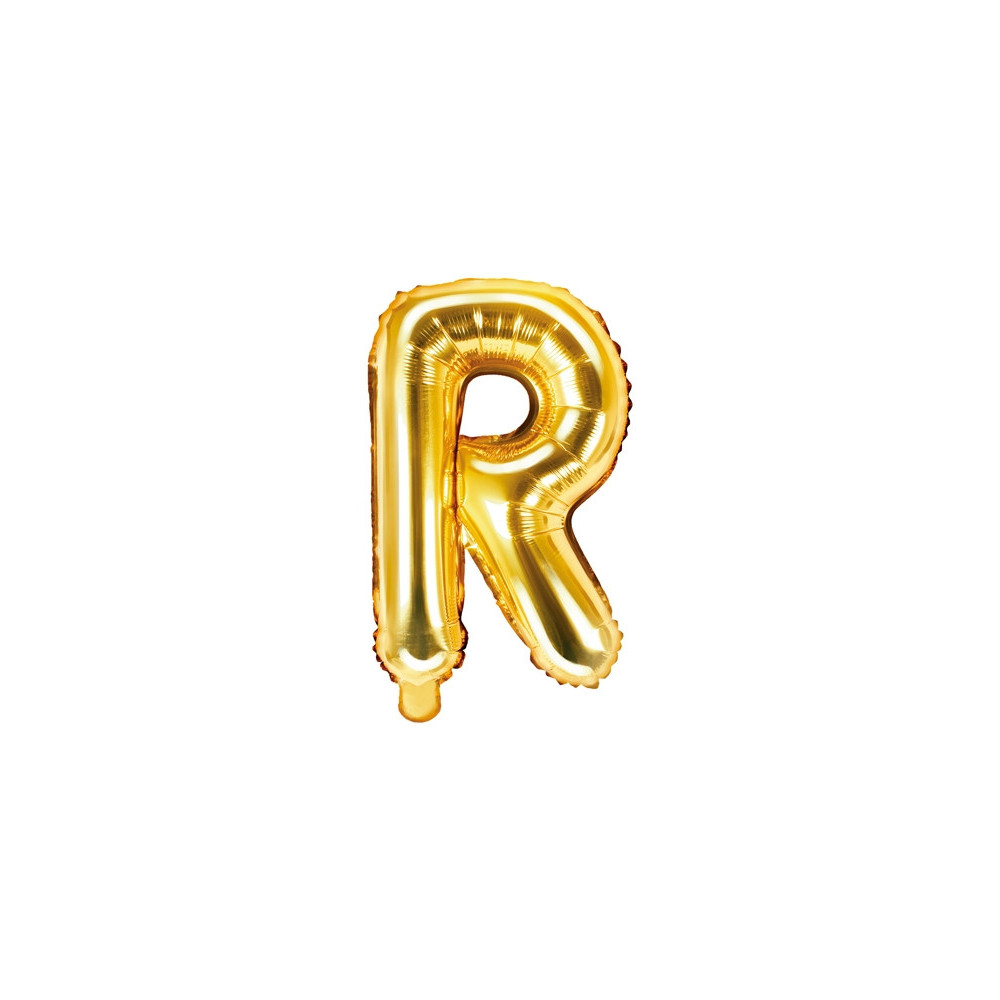 Foil balloon letter R - gold, 35 cm