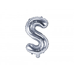 Balon foliowy litera S - srebrny, 35 cm