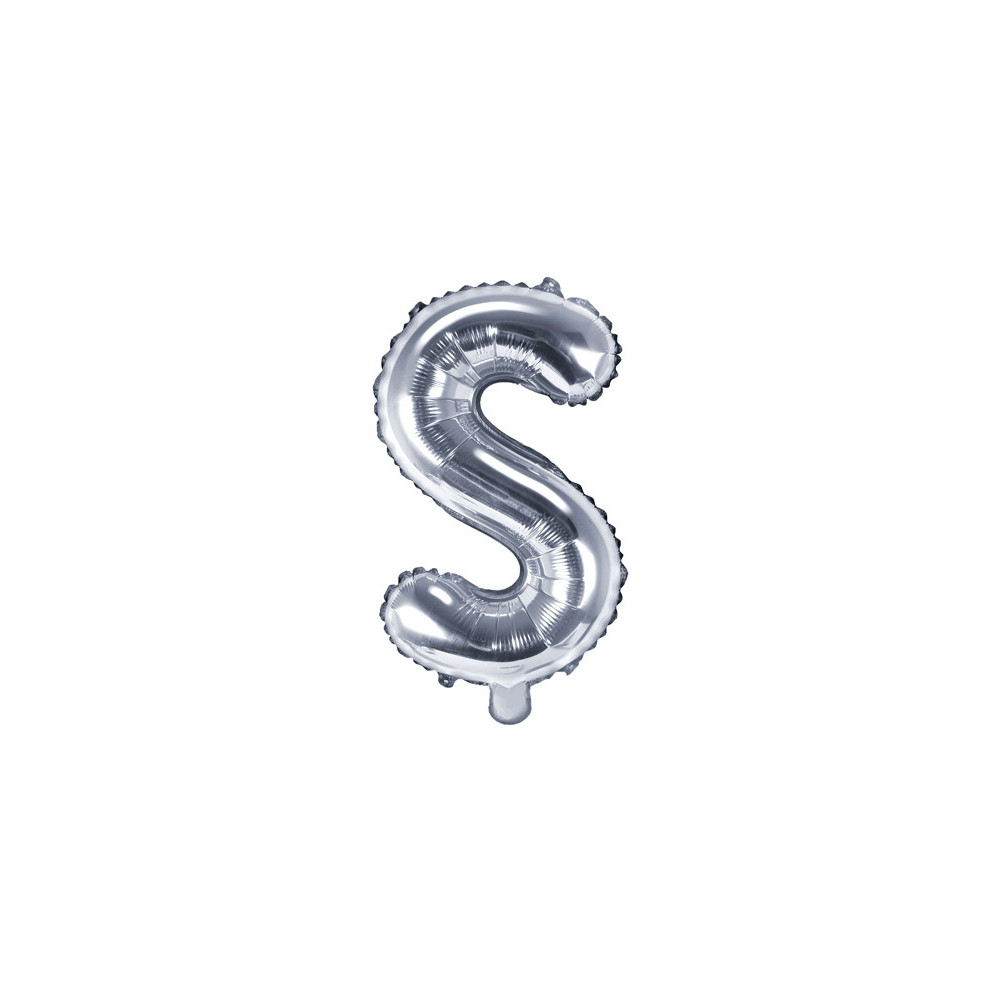 Balon foliowy litera S - srebrny, 35 cm
