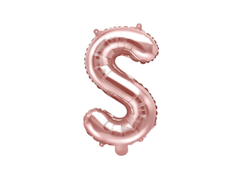 Foil balloon letter S - rose gold, 35 cm